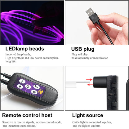 Car Led Atmosphere Lamp Usb Colorful Color Changing Center Console Instrument Panel Decorative Lamp Neon Light